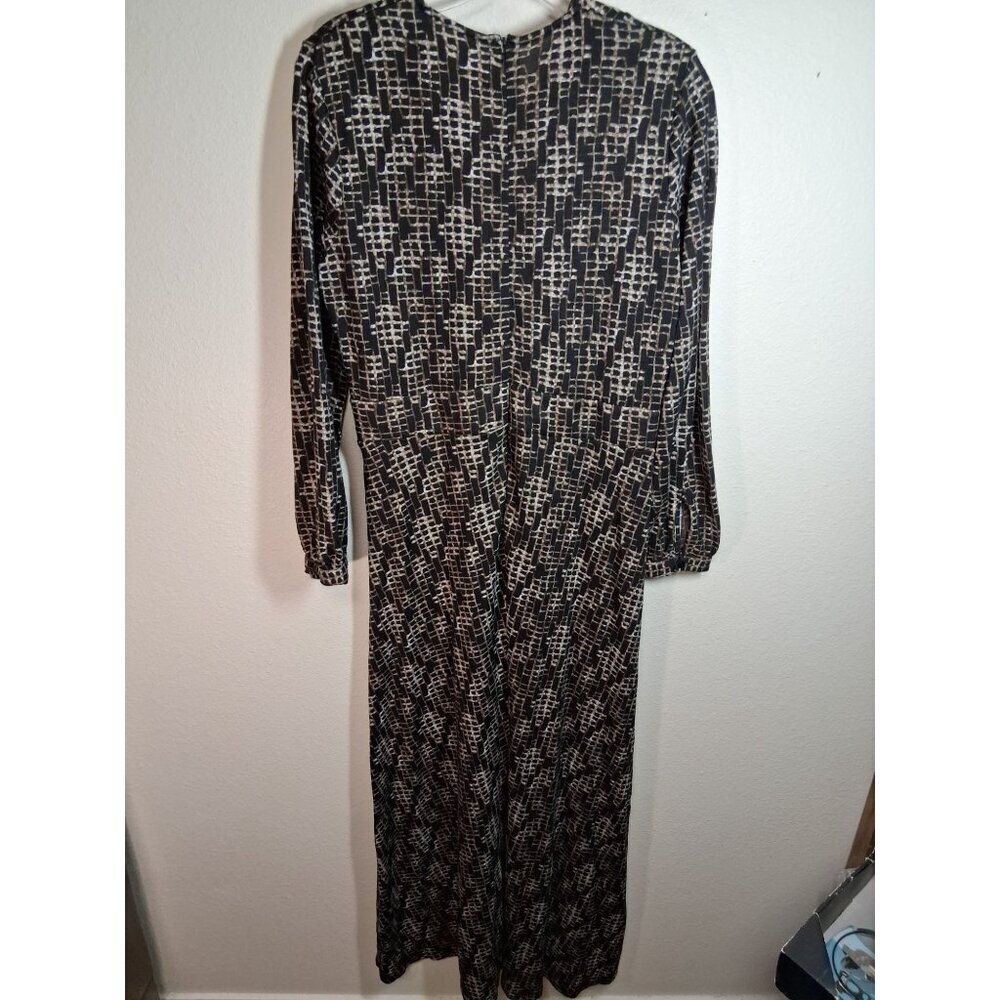 NWT Sheryl Crow Dress Woven Look Embroidered V-Neck Kaftan Maxi Black Sz Medium - Picture 4 of 7